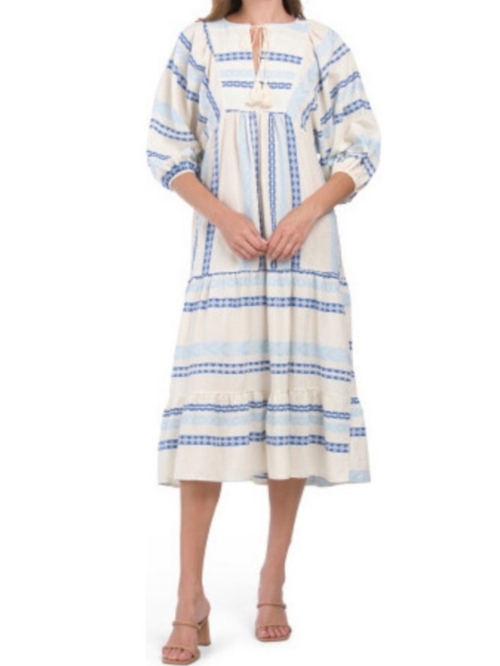 Anthropologie Luisa Perla Tiered Maxi Dress Cotton Resort Dress Boho Summer L